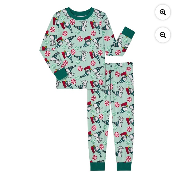 Peanuts Other - Peanuts Snoopy Unisex Childrens Green 2 PC Pajama Set Size 8 NWT